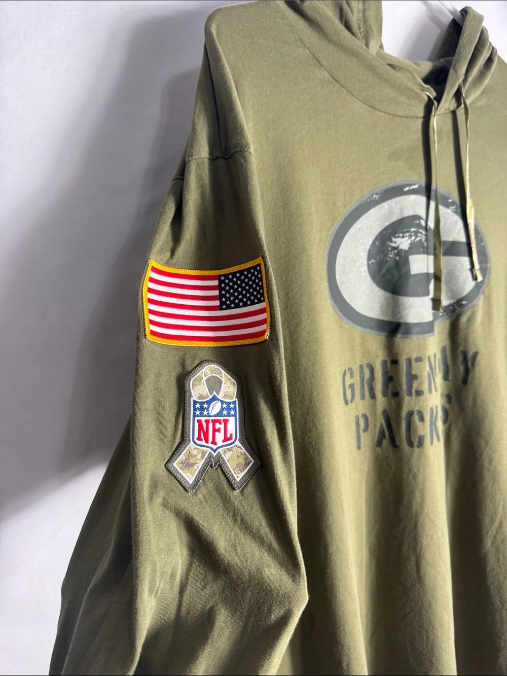 Nike Green Bay Packers 2022 Salute to Service Olive Long Sleeved Hooded Shirt
